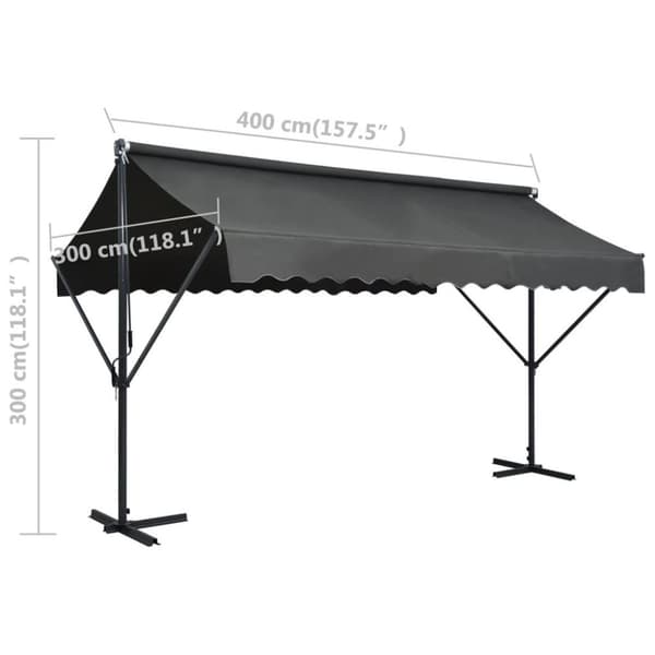 vidaXL fritstående markise 400 x 300 cm antracitgrå