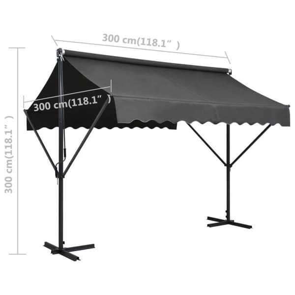 vidaXL Vapaasti seisova markiisi 300x300 cm antrasiitti
