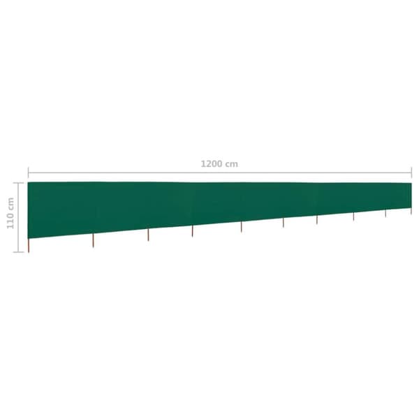 vidaXL Vindskjerm 9 paneler stoff 1200x80 cm grønn