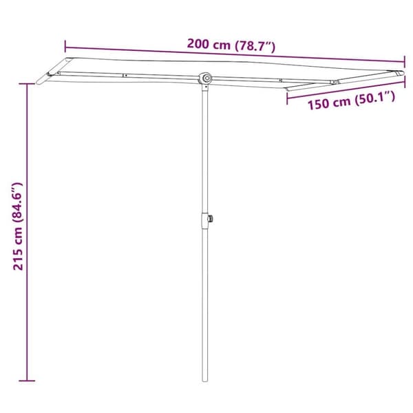 vidaXL Aurinkovarjo alumiinitolpalla 2x1,5 m taivaansininen