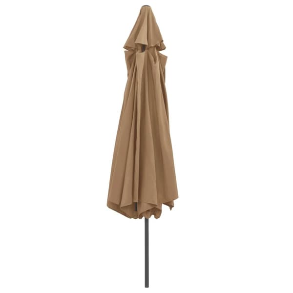 vidaXL parasol med metalstang 390 cm gråbrun