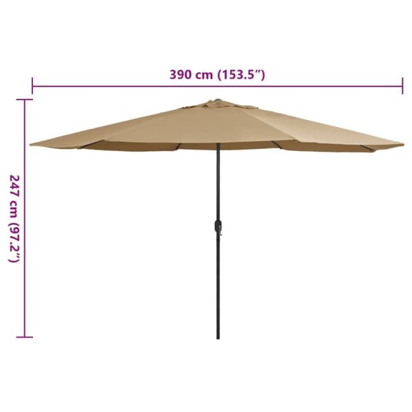 vidaXL parasol med metalstang 390 cm gråbrun