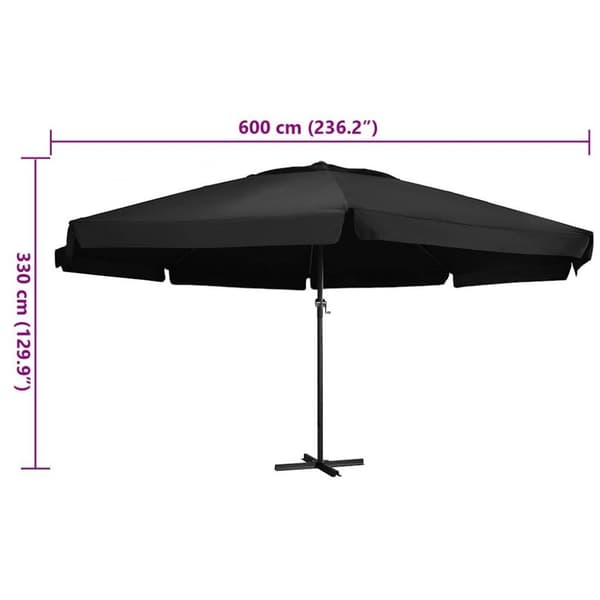 vidaXL udendørs parasol med aluminiumsstang 600 cm sort