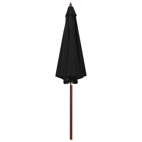 vidaXL Parasoll med trestang 300x258 cm svart