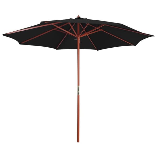 vidaXL parasol 300x258 cm træstang sort