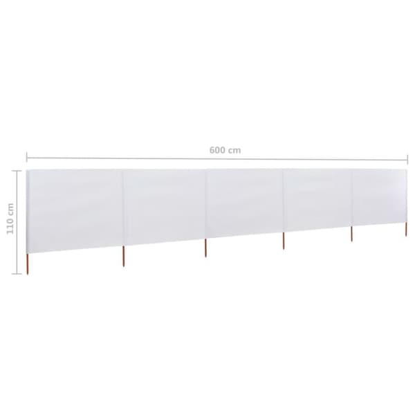 vidaXL 5-panels læsejl 600x80 cm stof sandhvid