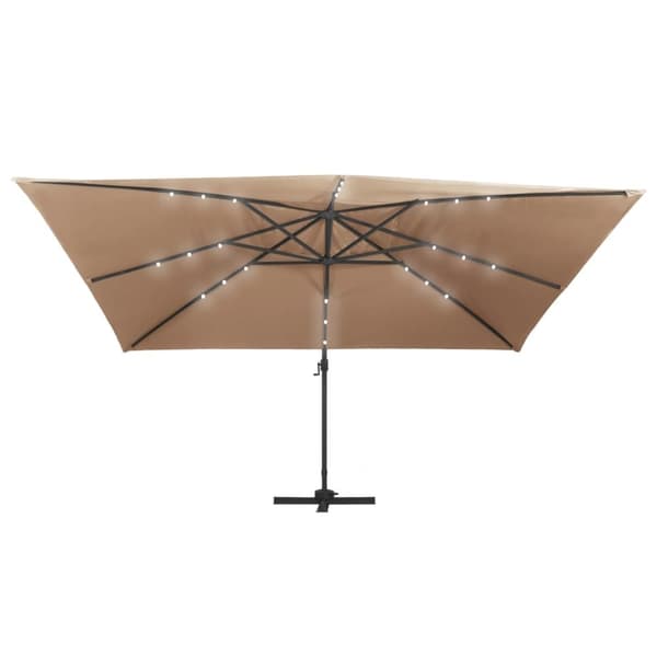 vidaXL Aurinkovarjo cantilever LED/alumiinitolppa 400x300 cm taupe