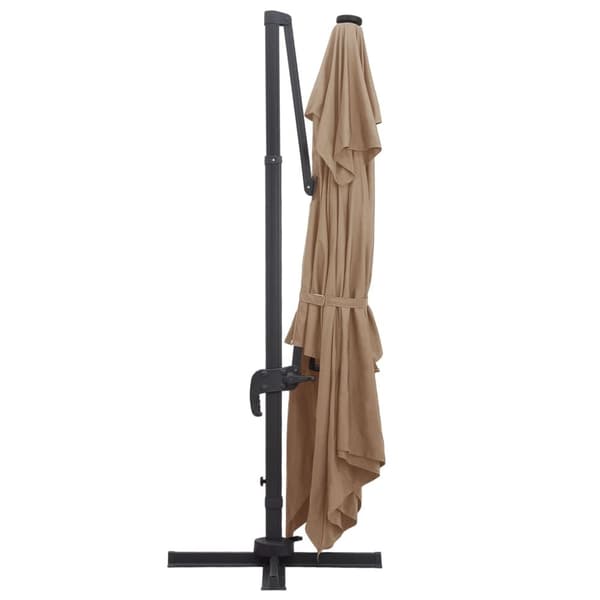 vidaXL Aurinkovarjo cantilever LED/alumiinitolppa 400x300 cm taupe