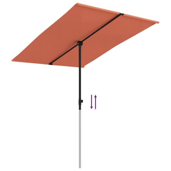 vidaXL Aurinkovarjo alumiinitolpalla 2x1,5 m terrakotta
