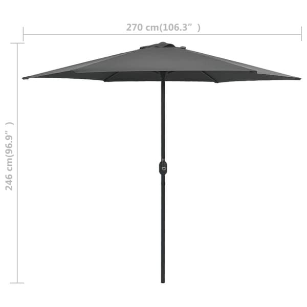 vidaXL Hageparasoll med aluminiumsstang 270x246 cm antrasitt