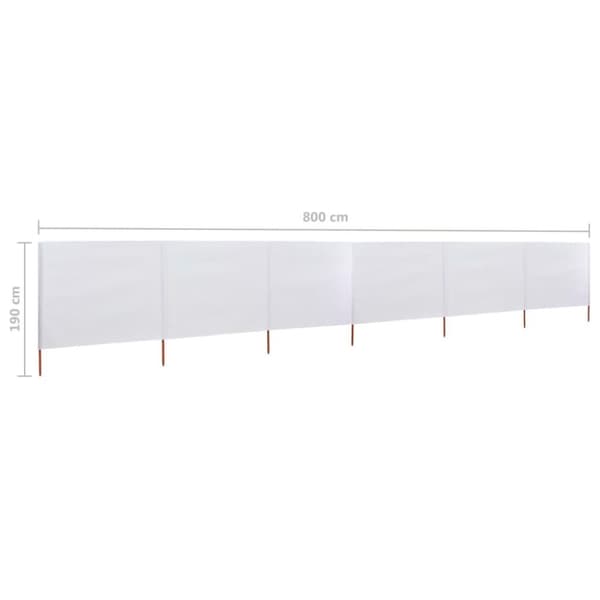 vidaXL 6-panels læsejl 800x160 cm stof sandhvid