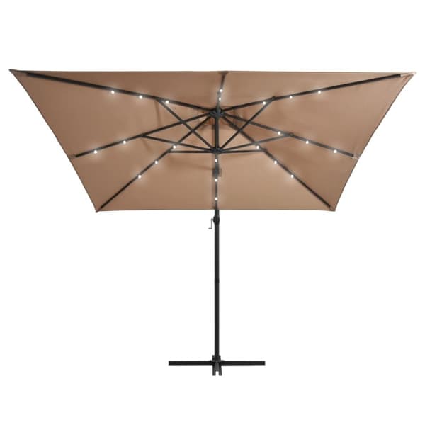 vidaXL Hengende hageparasoll med LED og stålstang 250x250 cm gråbrun