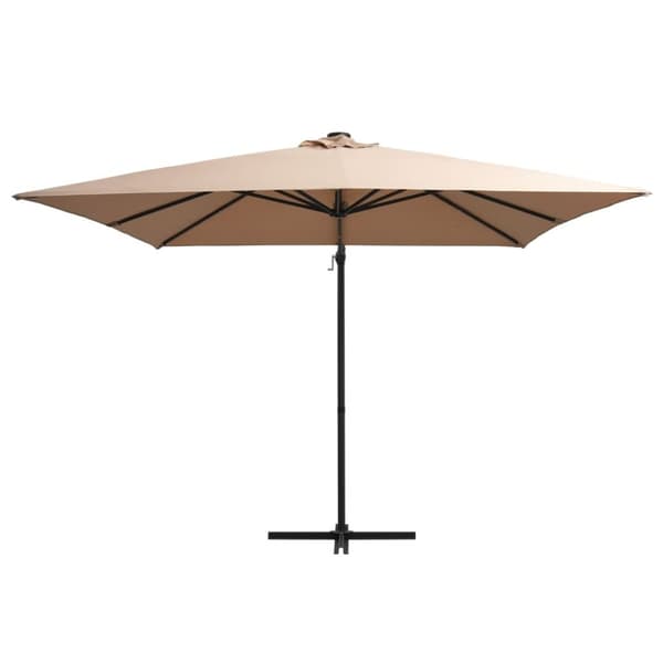 vidaXL Hengende hageparasoll med LED og stålstang 250x250 cm gråbrun