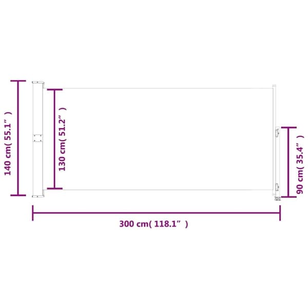 vidaXL Uttrekkbar sidemarkise 140 x 300 cm rød