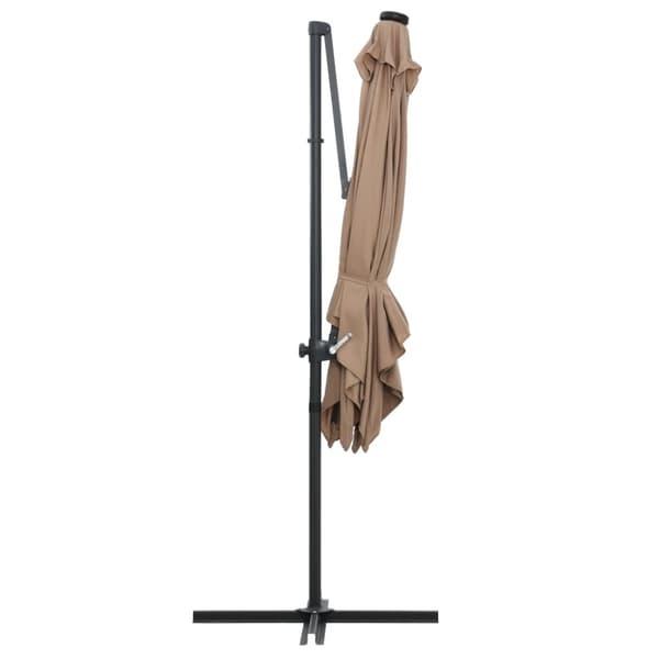 vidaXL Aurinkovarjo cantilever LEDit ja terästolppa 250x250 cm taupe