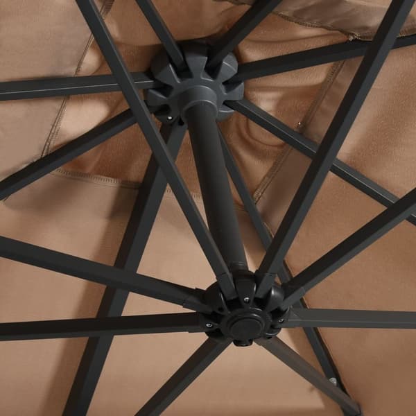 vidaXL Aurinkovarjo cantilever LEDit ja terästolppa 250x250 cm taupe