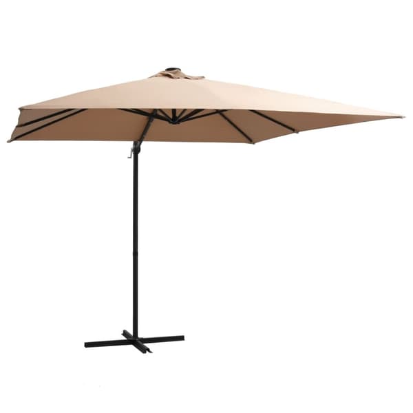 vidaXL Aurinkovarjo cantilever LEDit ja terästolppa 250x250 cm taupe