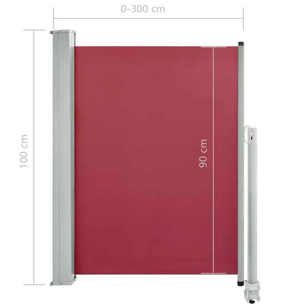 vidaXL Sisäänvedettävä terassin sivumarkiisi 100x300 cm punainen