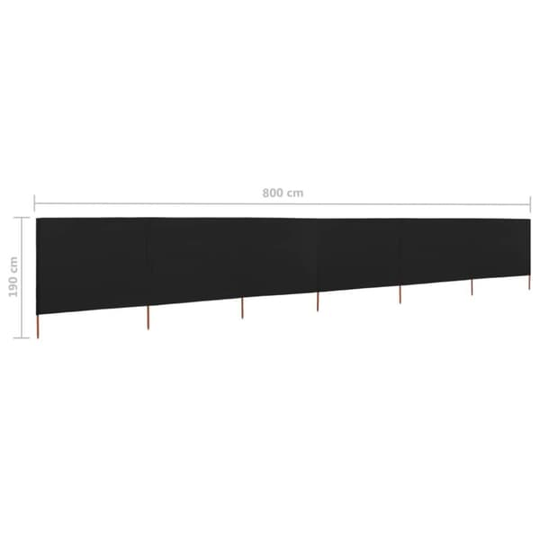 vidaXL Vindskydd 6 paneler tyg 800x160 cm svart