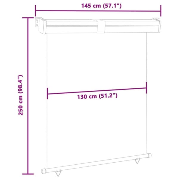 vidaXL Parvekkeen sivumarkiisi 145x250 cm sininen