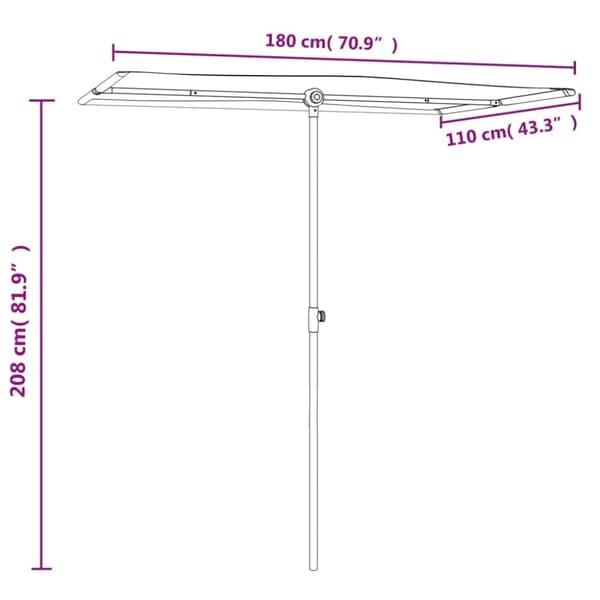 vidaXL Aurinkovarjo alumiinitolpalla 180x110 cm viininpunainen