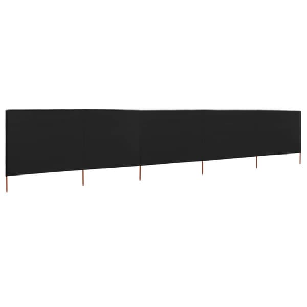vidaXL Vindskjerm 5 paneler stoff 600x120 cm svart