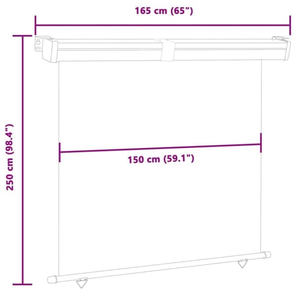 vidaXL Parvekkeen sivumarkiisi 165x250 cm musta