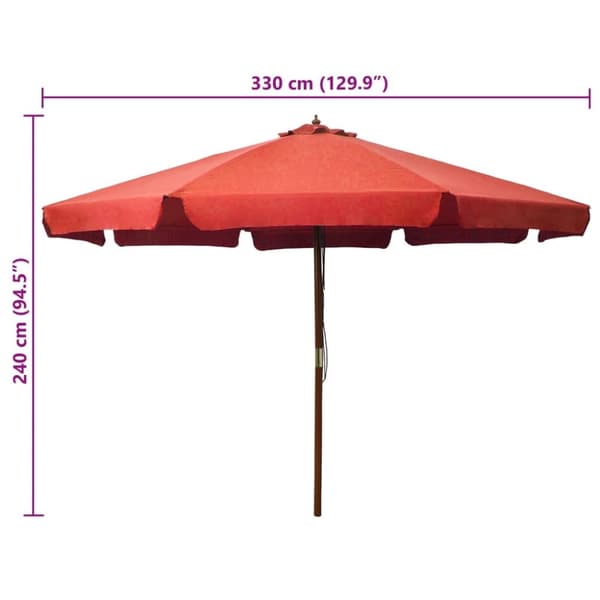 vidaXL udendørs parasol med træstang 330 cm terracottafarvet