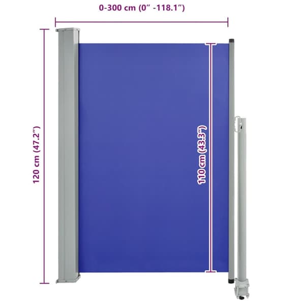 vidaXL Sisäänvedettävä terassin sivumarkiisi 120x300 cm sininen