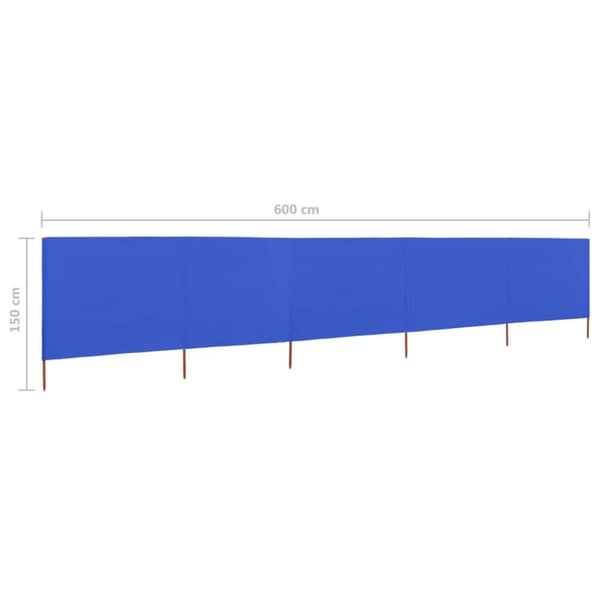 vidaXL Vindskjerm 5 paneler stoff 600x120 cm asurblå