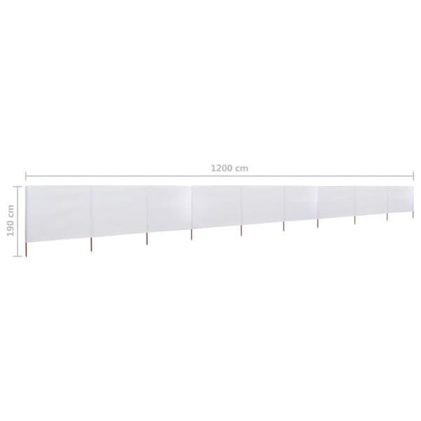 vidaXL 9-panels læsejl 1200x160 cm stof sandhvid