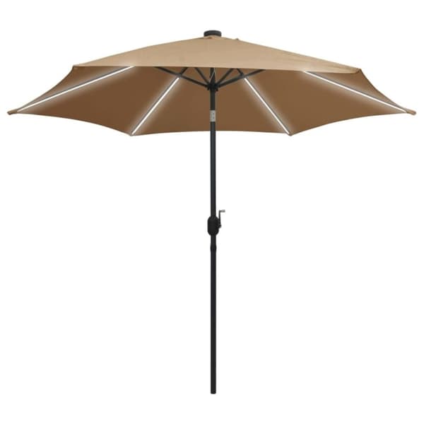 vidaXL Parasoll med LED-lampor och aluminiumstång 300 cm taupe