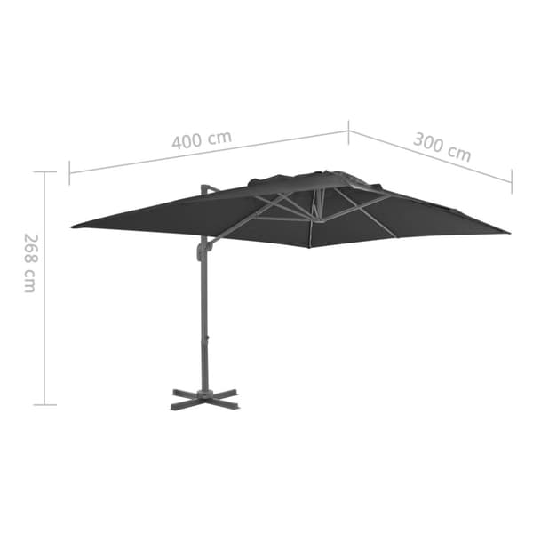 vidaXL Aurinkovarjo cantilever alumiinitolpalla 4x3 m musta