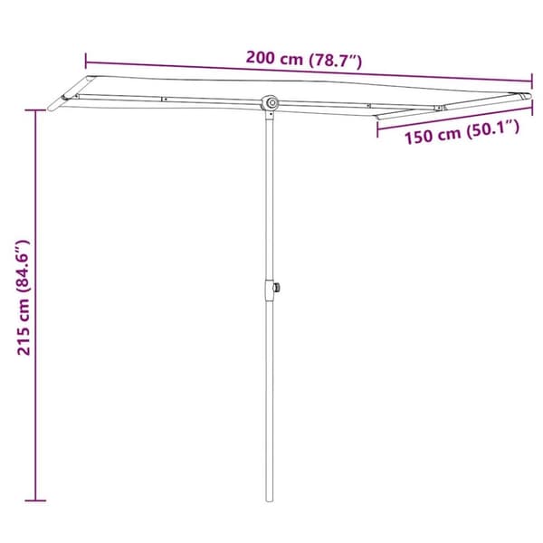 vidaXL parasol med aluminiumstang 2x1,5 m sort