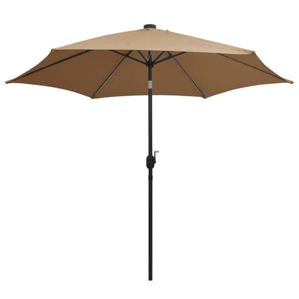 vidaXL Aurinkovarjo LED-valot alumiinitolpalla 300 cm taupe