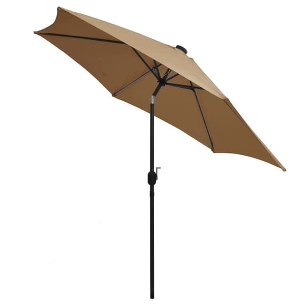 vidaXL Aurinkovarjo LED-valot alumiinitolpalla 300 cm taupe