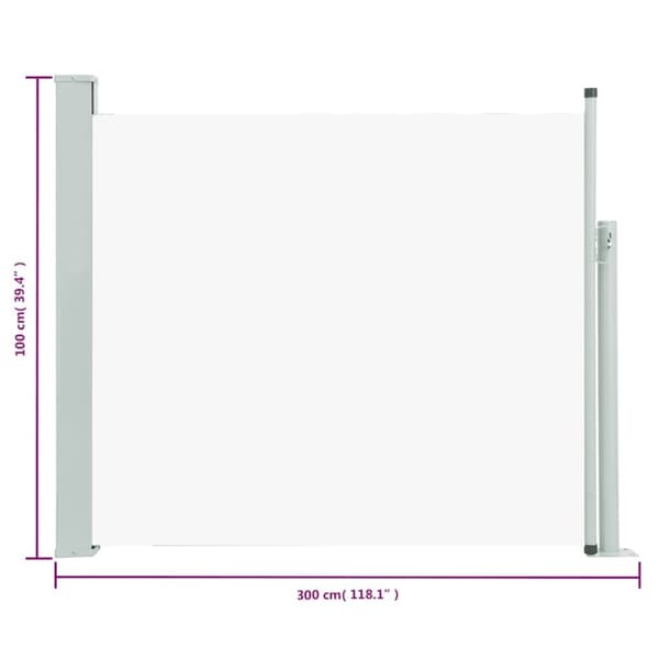 vidaXL Infällbar sidomarkis 100x300 cm gräddvit
