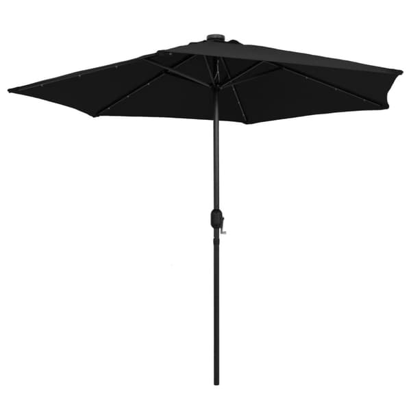 vidaXL parasol med LED-lys og aluminiumsstang 270 cm sort