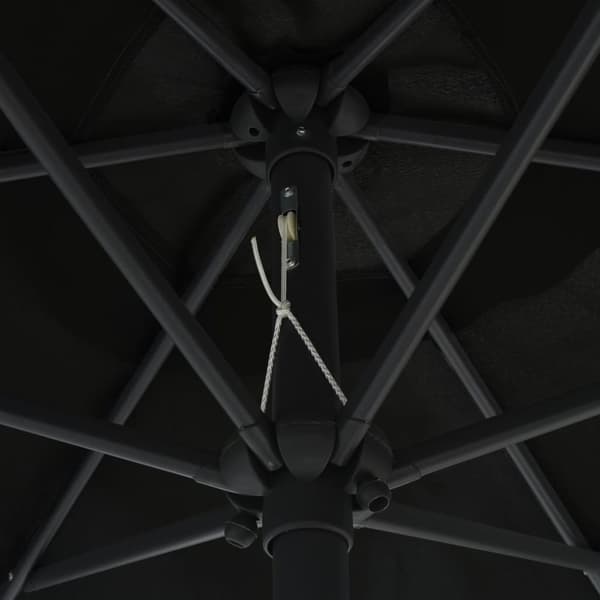 vidaXL parasol med LED-lys og aluminiumsstang 270 cm sort