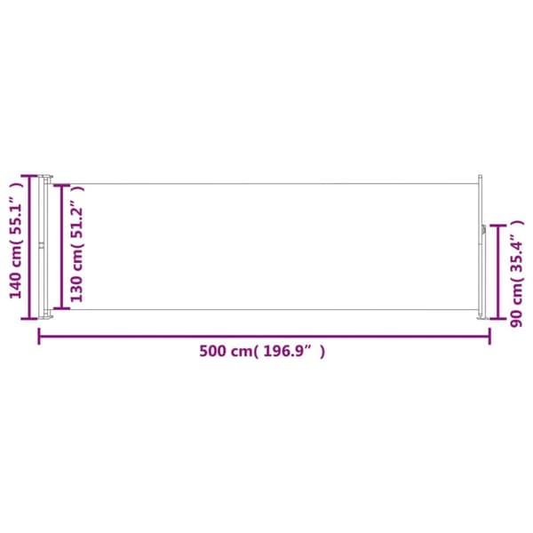 vidaXL Infällbar sidomarkis 140x500 cm blå