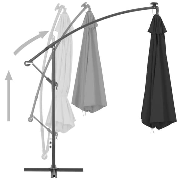 vidaXL hængeparasol med aluminiumstang 350 cm sort