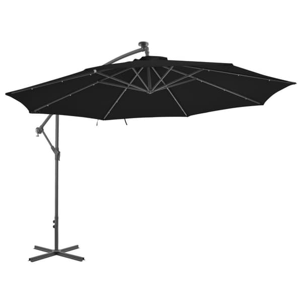 vidaXL hængeparasol med aluminiumstang 350 cm sort