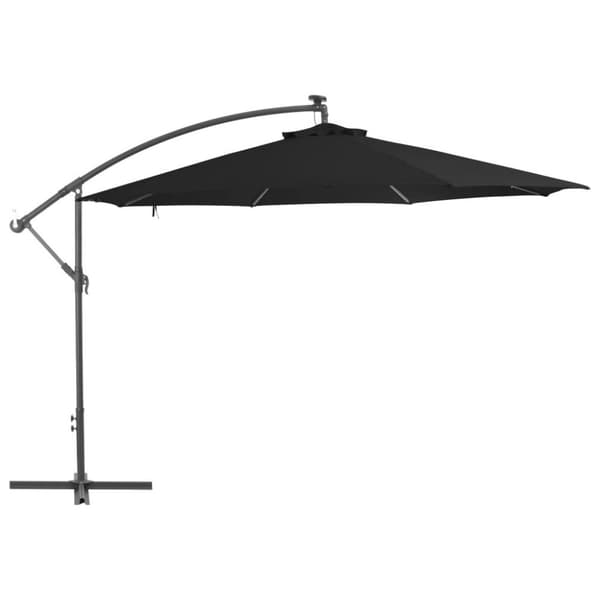 vidaXL hængeparasol med aluminiumstang 350 cm sort