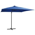 Pikkukuva 1 / 9: vidaXL Aurinkovarjo cantilever LED/terästolppa 250x250 cm sininen