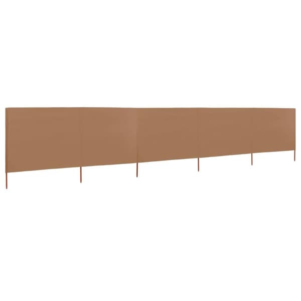 vidaXL Vindskydd 5 paneler tyg 600x80 cm taupe