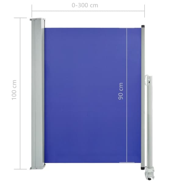 vidaXL Sisäänvedettävä terassin sivumarkiisi 100x300 cm sininen