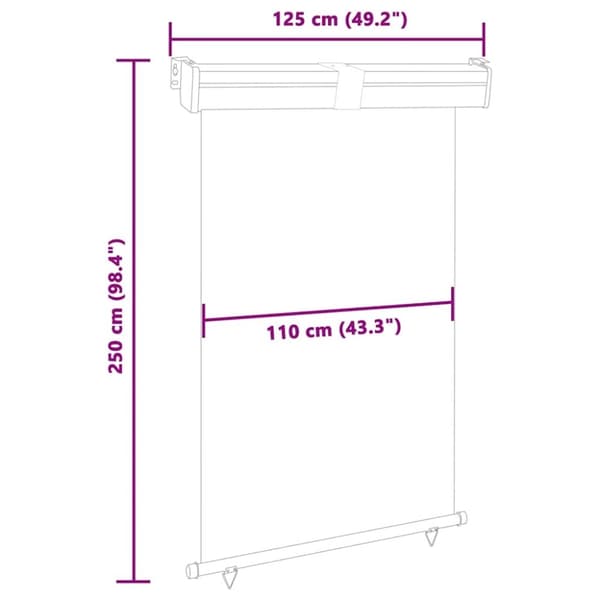 vidaXL Balkongmarkis 120x250 cm brun