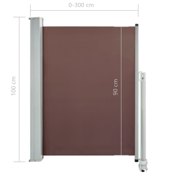 vidaXL sammenrullelig sidemarkise til terrassen 100 x 300 cm brun