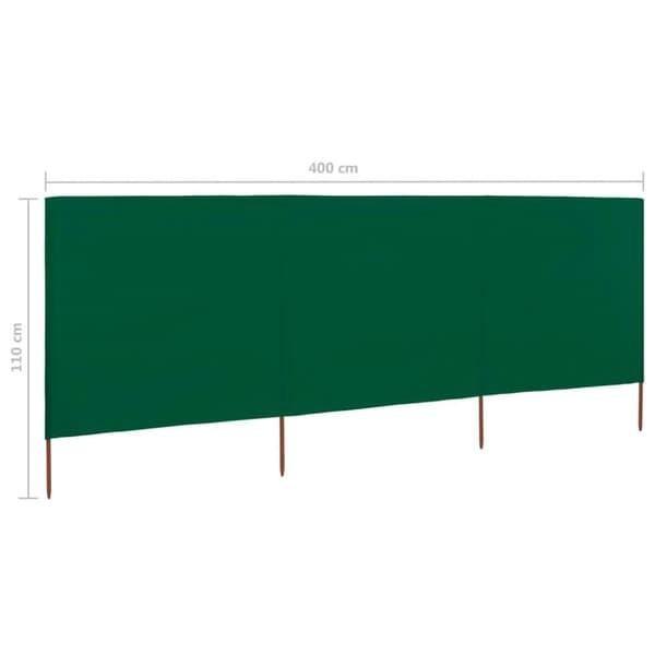 vidaXL Vindskjerm 3 paneler stoff 400x80 cm grønn