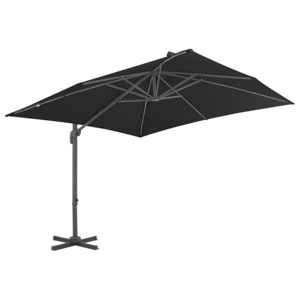 vidaXL Aurinkovarjo cantilever alumiinitolpalla 3x3 m musta